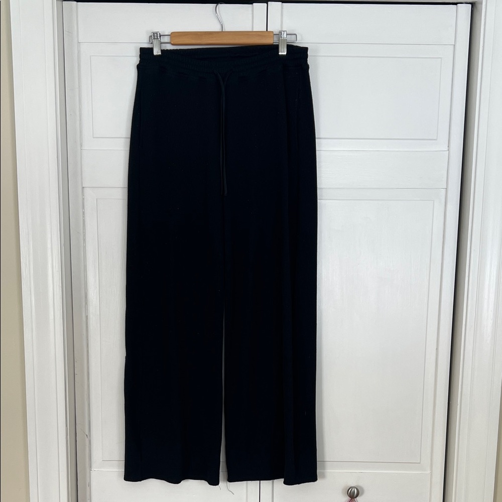 Gilly Hicks Hollister Black Small Wide-Leg Waffle Thermal Lounge Pants